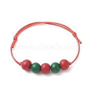Wood Round Braided Bead Bracelet, Waxed Polyester Adjustable Bracelet for Women, Colorful, Inner Diameter: 2~3-3/8 inch(5~8.5cm)(BJEW-JB09927)