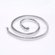 304 Stainless Steel Box Chain Necklaces, with Lobster Claw Clasps, Stainless Steel Color, 19.7 inch(50cm), 2mm(NJEW-F226-05P-05)