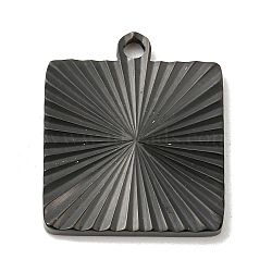 Ion Plating(IP) 304 Stainless Steel Pendants, Square Charm, Black, 20x17x1.8mm, Hole: 1.6mm(STAS-D025-03B-02)
