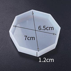 DIY Octagon Cup Mat Silicone Molds, Coaster Molds, Resin Casting Molds, White, 75x70x12mm(SIMO-PW0001-117A-02)