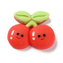 Cartoon Opaque Resin Cherry Cabochons, for Jewelry Making, Red, 19x22x7mm(RESI-Q218-01A)