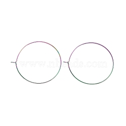 Ion Plating(IP) 316L Surgical Stainless Steel Hoop Earring Findings, Wine Glass Charms Findings, Rainbow Color, 40x0.7mm, 21 Gauge.(STAS-D164-06M)