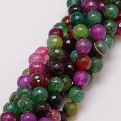 Natural Agate Bead Strands, Dyed, Faceted, Round, Colorful, 10mm, Hole: 1.5mm, about 38pcs/strand, 14 inch(G-G882-10mm-C07-2)