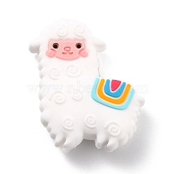 Silicone Beads, Chewing Beads For Teethers, Alpaca, White, 31x28x9mm, Hole: 3mm(SIL-Z003-01D)