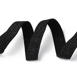 Gold and Silver Sparkle Elastic Side Nylon Ribbon, Webbing Garment Sewing Accessories, Black, 5/8 inch(15mm), about 50yards/roll(45.72m/roll)(NWIR-O010-01E)