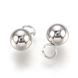 201 Stainless Steel Sphere Charms, Round Ball, Stainless Steel Color, 10x6mm, Hole: 3mm(STAS-F175-09P)