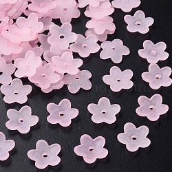 Transparent Acrylic Beads, Frosted, Flower, Pearl Pink, 12.5x13x2.5mm, Hole: 1.8mm, about 2439pcs/500g(MACR-S373-118-D08)