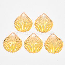 Transparent Acrylic Links connectors, with Plated Bottom, Scallop Shape, Yellow, 35x32x5mm, Hole: 1.2mm(TACR-R140-05B)
