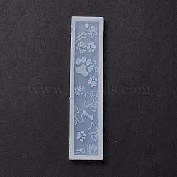 DIY Bookmark Silicone Molds, Resin Casting Molds, For UV Resin, Epoxy Resin Jewelry Making, Rectangle with Bone & Dog Paw Print, White, 150x33x7mm, Hole: 2.5mm, Inner Diameter: 140x26mm(X-DIY-C045-07)