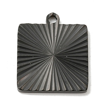 Ion Plating(IP) 304 Stainless Steel Pendants, Square Charm, Black, 20x17x1.8mm, Hole: 1.6mm