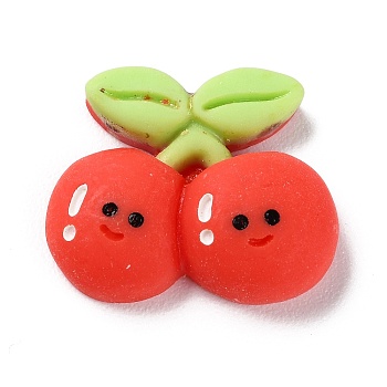 Cartoon Opaque Resin Cherry Cabochons, for Jewelry Making, Red, 19x22x7mm