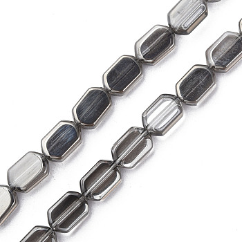 Electroplate Glass Beads Strands, Pearl Luster Plated, Oval, Gray, 9.5x6.5x3.5mm, Hole: 0.9mm, about 78Pcs/strand, 25.59 inch(65cm)