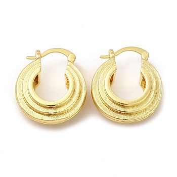 Rack Plating Brass Moon Hoop Earrings for Women, Lead Free & Cadmium Free, Real 18K Gold Plated, 23x20x9mm, Pin: 0.5mm