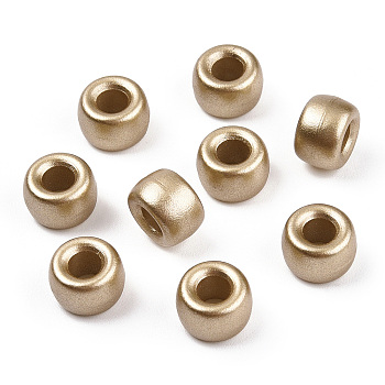 Spray Painted Plastic Beads, Barrel, Matte Style, Light Gold Plated, 9x6mm, Hole: 3.8mm, about 1900pcs/500g