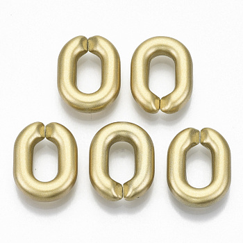Opaque Spray Painted Acrylic Linking Rings, Quick Link Connectors, for Jewelry Cable Chains Making, Oval, Gold, 19x14.5x4.5mm, Inner Diameter: 10x5.5mm, about 640pcs/500g