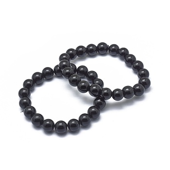 Synthetic Black Stone Bead Stretch Bracelets, Round, 2 inch~2-3/8 inch(5~6cm), Bead: 5.8~6.8mm