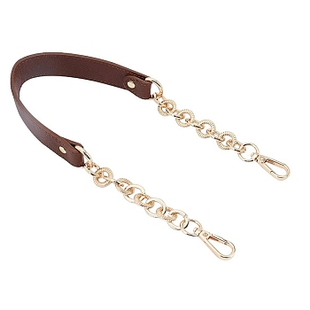 Imitation Leather Bag Handles, with Alloy Swivel Clasps, for Bag Straps Replacement Accessories, Coconut Brown, 56.5x3.1cm