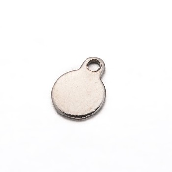 304 Stainless Steel Charms, Flat Round, Stamping Blank Tag, Stainless Steel Color, 7x5x0.5mm, Hole: 0.5mm