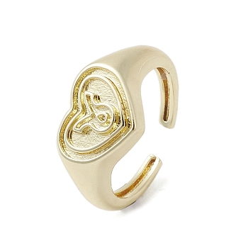 Brass Adjustable Open Rings, Heart, Taurus, US Size 7 3/4(17.9mm)