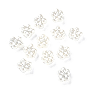 Opaque Acrylic Beads, Metal Enlaced, Flower, Seashell Color, 14.5x13.5x7.5mm, Hole: 1.6mm, about 490pcs/500g