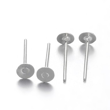 Rack Plating Iron Ear Studs Findings, Cadmium Free & Nickel Free & Lead Free, Platinum, 12x4mm, Pin: 0.6mm