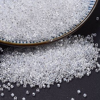 MIYUKI Delica Beads Small, Cylinder, Japanese Seed Beads, 15/0, (DBS0050) Crystal Luster, 1.1x1.3mm, Hole: 0.7mm, about 175000pcs/bag, 50g/bag