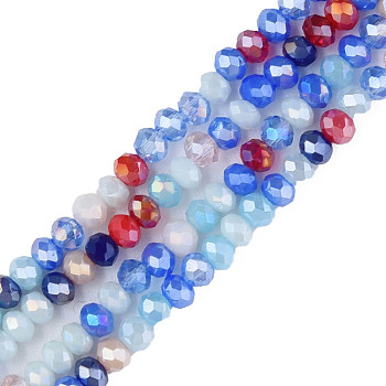 Glass Beads Strands, Faceted, Rondelle, Cornflower Blue, 3.5x3mm, Hole: 0.9mm, about 130Pcs/strand, 14.37 inch(36.5cm)