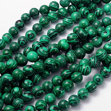 10mm Green Round Malachite Beads