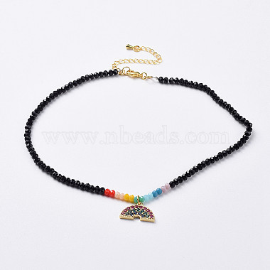 Glass Beads Pendants Necklaces(NJEW-JN02562)-2