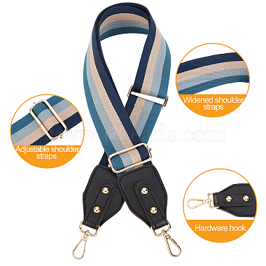 Stripe Pattern Cotton Fabric & PU Leather Bag Straps(FIND-WH0001-55B)-3