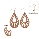 2 Pairs 2 Style Natural Wood Hollow Out Teardrop Dangle Earrings(EJEW-AN0001-54)-3