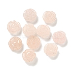 Natural Rose Quartz Carved Flower Scattered Beads, Rose, 8.5~10x10x10.5mm, Hole: 1mm(G-O156-B-38)