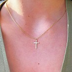 Cross Alloy Pendant Necklaces, Golden, 15.75 inch(40cm)(WGAF0E8-20)