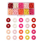 Handmade Polymer Clay Beads, Heishi Beads, for DIY Jewelry Crafts Supplies, Disc/Flat Round, Mixed Color, 6x1mm, Hole: 2mm, about 2200~2400pcs/box(CLAY-TA0001-08)