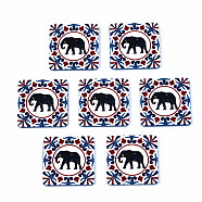 3D Printed Opaque Acrylic Pendants, Square with Elephant, Black, 30x30x2.5mm, Hole: 1.6mm(KY-Q058-019)