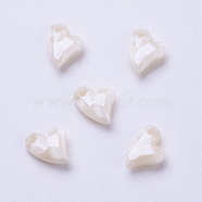 Acrylic Pendants, Imitation Pearl, Heart, Faceted, Floral White, 11x9x4mm, Hole: 0.5mm(X-MACR-P120-11mm-P13)