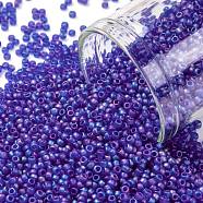 TOHO Round Seed Beads, Japanese Seed Beads, (87DF) Transparent AB Frost Cobalt, 15/0, 1.5mm, Hole: 0.7mm, about 3000pcs/10g(X-SEED-TR15-0087F)