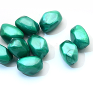 Pearlized Acrylic Beads, Nuggets, Teal, 20x15~15.5x14~14.5mm, Hole: 1.5mm(X-MACR-S801-02)