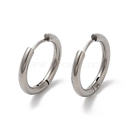 202 Huggie Hoop Earrings with 304 Stainless Steel Pins for Women, Stainless Steel Color, 10 Gauge, 18.5x2.5mm(EJEW-Q767-02F-P)