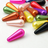 ABS Plastic Imitation Pearl, teardrop, Mixed Color, 18x7mm(MACR-G005-M)