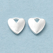 Brass Charms, Cadmium Free & Lead Free, Heart Charm, 925 Sterling Silver Plated, 6x6x1mm, Hole: 1mm(KK-H442-25S)