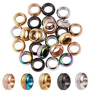 25Pcs 5 Colors Ion Plating(IP) Frosted 201 Stainless Steel European Beads, Large Hole Beads, Rondelle, Mixed Color, 8x4mm, Hole: 5mm, 5pcs/color(STAS-SZ0001-93)