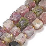 Natural Tourmaline Beads Strands, Cube, with Seed Beads, 7~8.5x7~8.5x7~8.5mm, Hole: 0.8~1.2mm, about 39pcs/strand, 15.08~15.35''(38.3~39cm)(G-G053-B17-04)