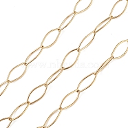 304 Stainless Steel Horse Eye Link Chains, Unwelded, with Spool, Golden, 16x7.5x1mm, about 32.81 Feet(10m)/Roll(CHS-C006-08G)