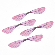 Polyester Fabric Wings Crafts Decoration, for DIY Jewelry Crafts Earring Necklace Hair Clip Decoration, Dragonfly Wing, Pearl Pink, 60~60x11~13mm(FIND-S322-002E)