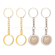 4pcs 2 colors Commemorative Coin Acrylic Pendant Keychain Sets, with Alloy Findings, for Coin Collection Holder, Platinum & Golden, 10.6cm, 2pcs/color(KEYC-FG0001-09B)