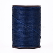 Flat Waxed Thread String, Micro Macrame Cord, for Leather Sewing Stitching, Marine Blue, 0.8mm, about 109.36 yards(100m)/roll(YC-P003-A09)