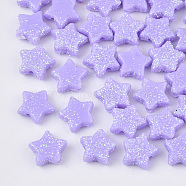 Opaque Acrylic Beads, with Glitter Powder, Star, Medium Purple, 9.5x10x4mm, Hole: 1.6mm(X-MACR-T033-04C)