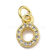 Initial Letter Brass with Cubic Zirconia Charms, Real 18K Gold Plated, Long-Lasting Plated, Lead Free & Cadmium Free, Letter O, 9.5x6.5x1.5mm, ring: 5x1mm, inner diameter: 3mm(KK-Q814-26O-G)