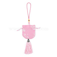 Silk Packing Pouches, Vintage Scented Sachet Perfume Bag, with Tassel, Pearl Pink, 32~34cm(ABAG-L005-E06)